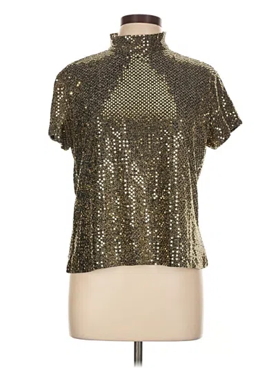 Pre-owned Night Way Collections Short Sleeve Blouse In Gold