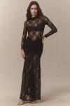 Nightcap Drop-waist Lace Maxi Dress In Black