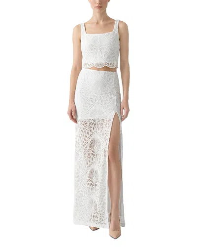 Nightcap High Slit Lace Maxi Skirt In White