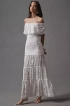Nightcap Lanai Positano Off-the-shoulder Tiered Lace Maxi Dress In White