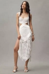 Nightcap Lotus Sleeveless Lace Fringe Mini Dress In White