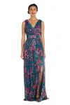 Nightway Long Formal Floral Print Dress 22042 In Multi