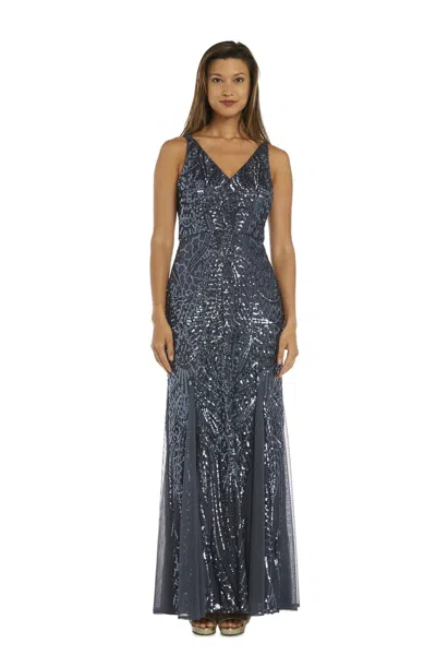 Nightway Long Formal Sequins Dress 21685 In Blue