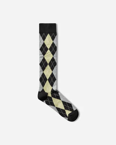 Nii Hai Argyle Socks Grey / Lime In Multi