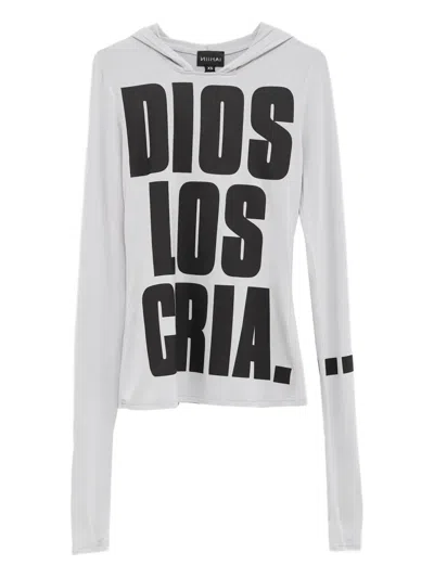 Niihai Bella Hooded Text-print Top