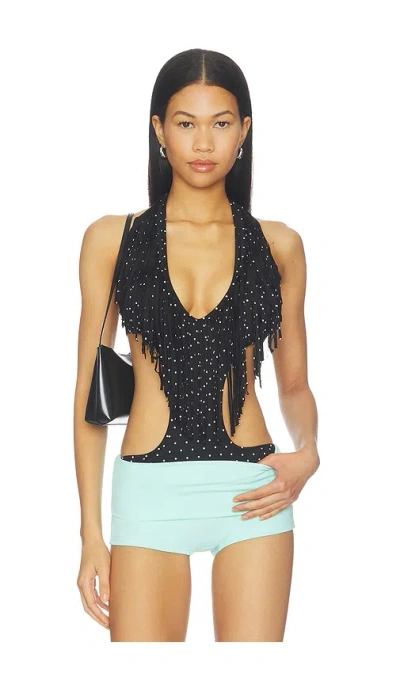 Niihai Fringe Bodysuit In Black