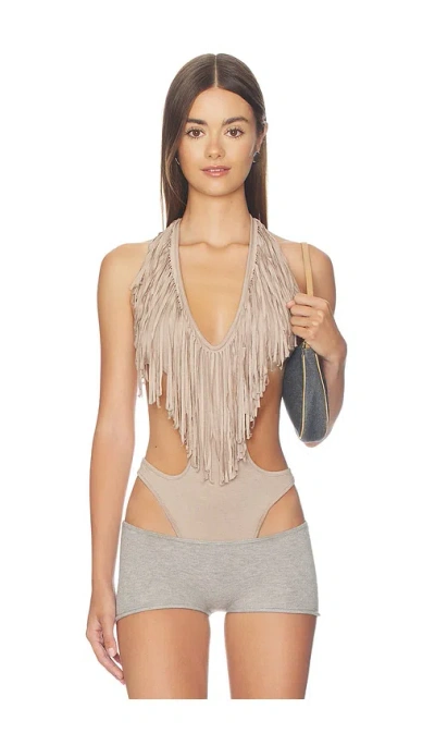 Niihai Fringe Bodysuit In White