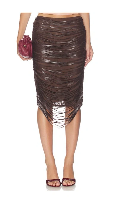 Niihai Long Lazer Skirt In Brown