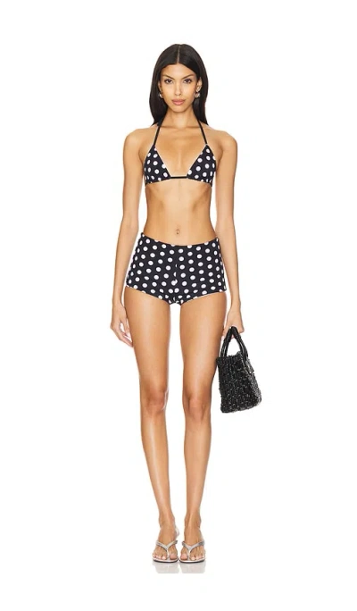 Niihai Polka Booty Shorts Bikini Set In Reverse Black & White