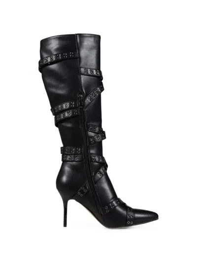 Niihai Strappy Knee-high Boots In Black