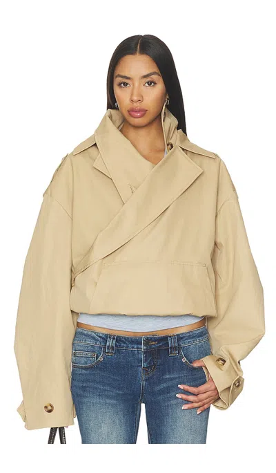 Niihai Trench Hoodie In Neutral