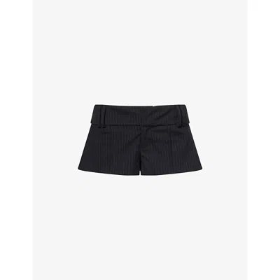 Niihai Womens Black Tailored Pinstripe Woven Shorts Xs