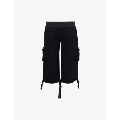 Niihai Womens Grey  Utility Track Capris In Black