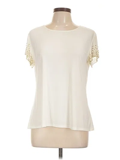 Pre-owned Nik And Nash Short Sleeve Top Ivory Mock Neckline Tops