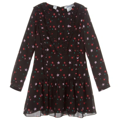 Nik & Nik Kids'  Girls Black Star Print Dress In Brown