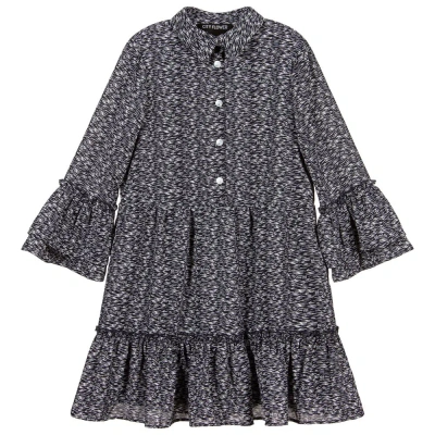 Nik & Nik Kids'  Girls Blue & White Crêpe Dress