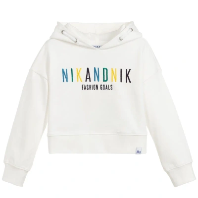 Nik & Nik Kids'  Girls Ivory Cropped Sweatshirt