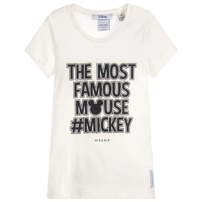 Nik & Nik Kids'  Girls Ivory 'mickey' T-shirt In White