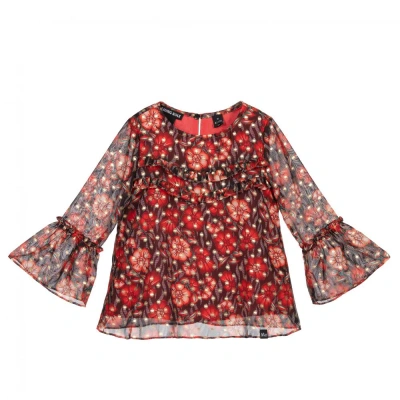 Nik & Nik Kids'  Girls Red Floral Chiffon Blouse