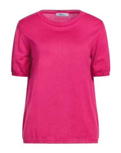 Nika Studio Verona Woman Sweater Fuchsia Size Xl Cotton, Acrylic In Pink
