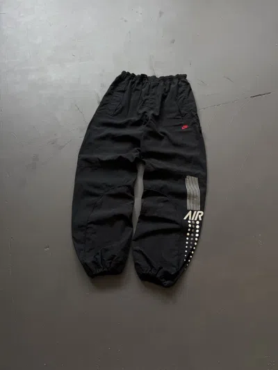 Pre-owned Nike 00s  Vintage Airmax Nylon Baggy Drill Joggers Pants Y2k In Black
