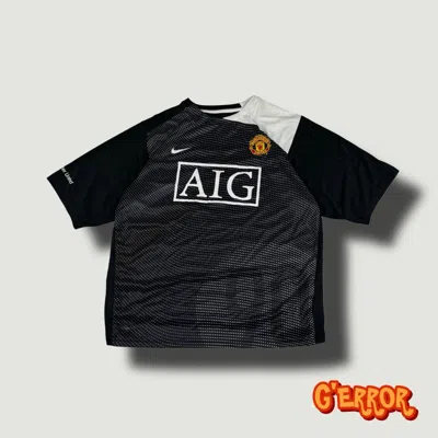 Pre-owned Nike 00s  Vintage Manchester United Drill T-shirt Y2k Jersey In Black