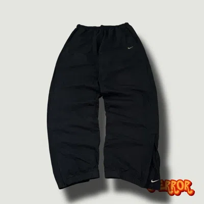 Pre-owned Nike 00s  Vintage Nylon Baggy Double Swoosh Parachute Joggers In Black
