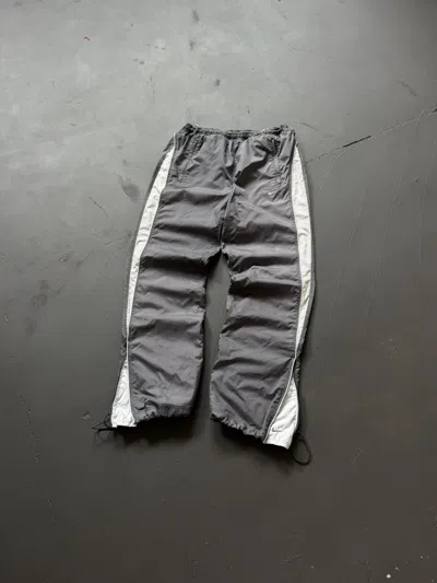 Pre-owned Nike 00s  Vintage Nylon Baggy Double Swoosh Parachute Joggers In Gray