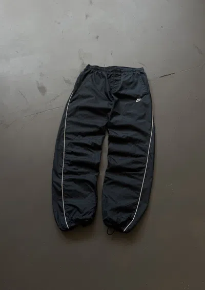 Pre-owned Nike 00s  Vintage Nylon Baggy Swoosh Drill Joggers Pants Y2k In Blue