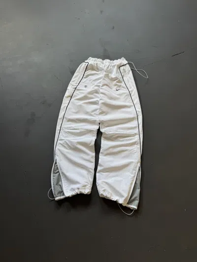 Pre-owned Nike 00s  Vintage Shox Baggy Drill Joggers Sweatpants Y2k In White