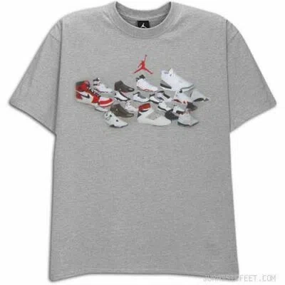 Pre-owned Nike 2006  Air Jordan History T Shirt Sz L Space Jam I 3 4 Og Xi V Iv Last Dance In Gray