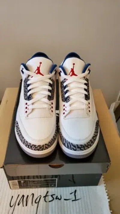 Pre-owned Nike 2009  Air Jordan 3 Retro International True Blue Cement Sz 8.5 Deadstock In White
