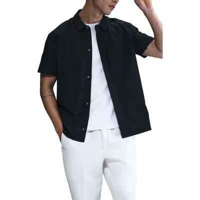 Nike 24.7 Perfectstretch Dri-fit Short Sleeve Button-up Shirt In Black