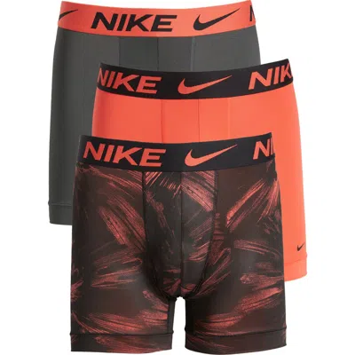 Nike 3-pack Dri-fit Essential Micro Boxer Briefs In Hyperspace Print/orange/black