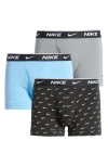 Nike Pack Of Three Everyday Stretch-cotton Jersey Trunks In Swoosh Print