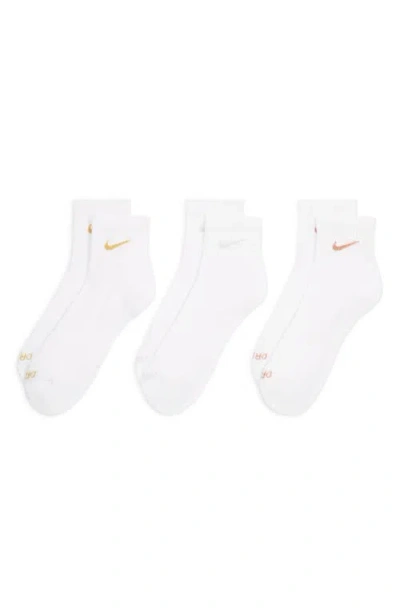 Nike 3-pack Dri-fit Everyday Ankle Socks In White