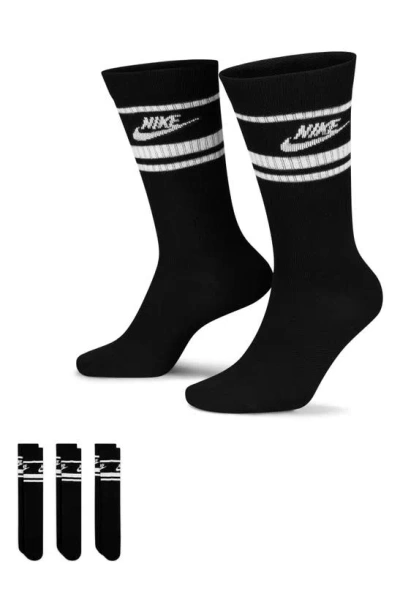 Nike 3-pack Dri-fit Everyday Essentials Crew Socks In Black/ White