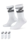 Nike 3-pack Dri-fit Everyday Essentials Crew Socks In White/black/black