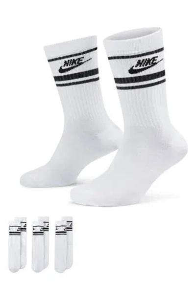 Nike 3-pack Dri-fit Everyday Essentials Crew Socks In White/black/black