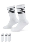 Nike 3-pack Dri-fit Everyday Essentials Crew Socks In White/black/black