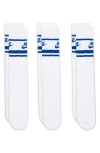 Nike 3-pack Dri-fit Everyday Essentials Crew Socks In White/game Royal/game Royal
