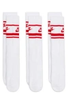 Nike 3-pack Dri-fit Everyday Essentials Crew Socks In White/university Red