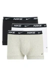 Nike Dri-fit Essential Cotton Stretch 3 Pack Boxer Briefs With Fly In Multi In White/grey Heather/black