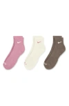 Nike 3-pack Dri-fit Everyday Plus Cushioned Ankle Socks In Multi Color