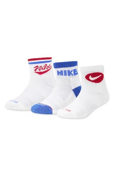 Nike Kids'  3-pack Retro Gfx Quarter Socks In Multi