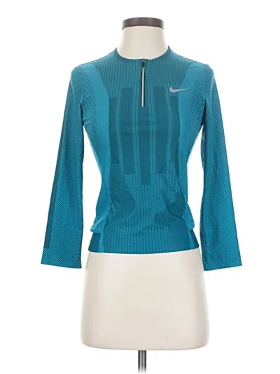 Pre-owned Nike 3/4 Sleeve Top Teal Turtleneck Tops In Blue