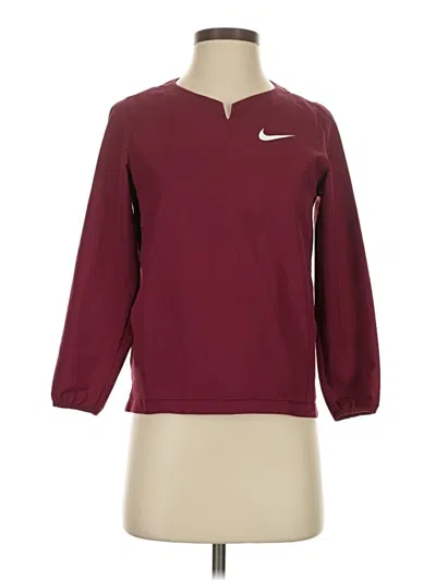 Pre-owned Nike 3/4 Sleeve T-shirt In Burgundy