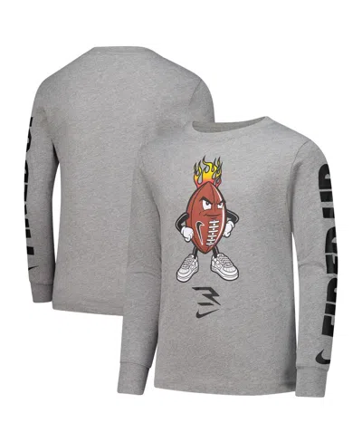 Nike Kids' 3brand By Russell Wilson Big Boys And Girls Gray Fired Up Ballers Long Sleeve T-shirt In Gold