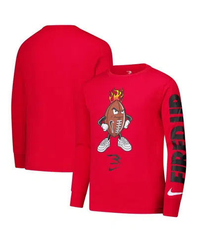 Nike 3brand By Russell Wilson Kids' Big Boys And Girls Red Fired Up Ballers Long Sleeve T-shirt