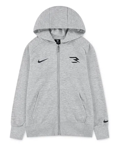 Nike 3brand By Russell Wilson Kids' Big Boys Fleece Zipper Hoodie In Gray